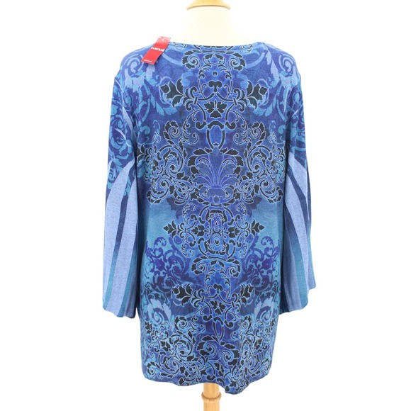 Avenue womens‎ Tunic Top size 18/20 1X Knit Art To Wear Blue Embellished NWT - Picture 4 of 10